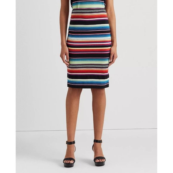 LAUREN RALPH LAUREN Striped Linen-Blend Pencil Skirt - NWT - Picture 2 of 6